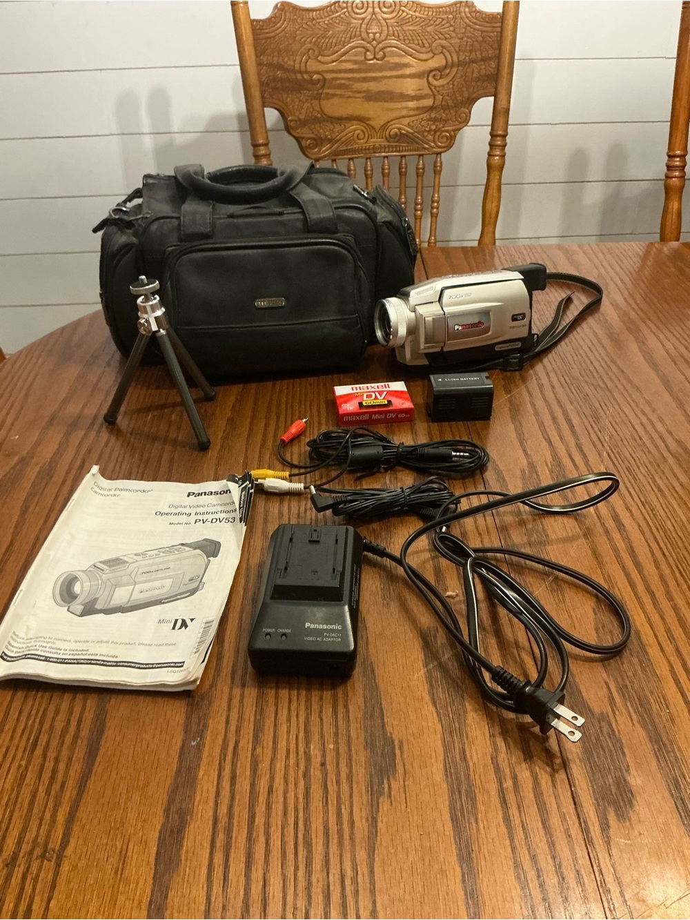 Panasonic PV-DV53D Handheld MiniDV Camcorder Cords Case Tapes Tested WORKS